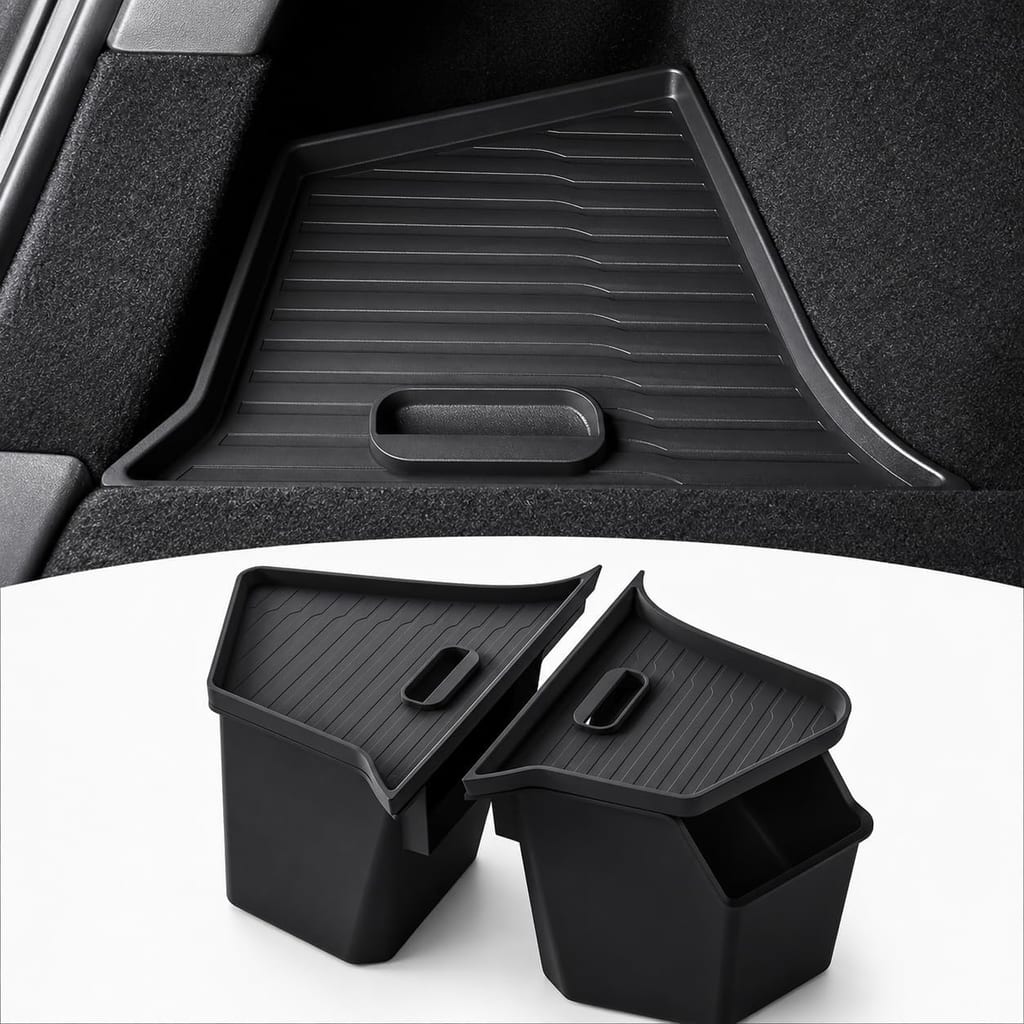 Rear Trunk Storage Bins with Lids for 2025–2026 Tesla Model Y Juniper