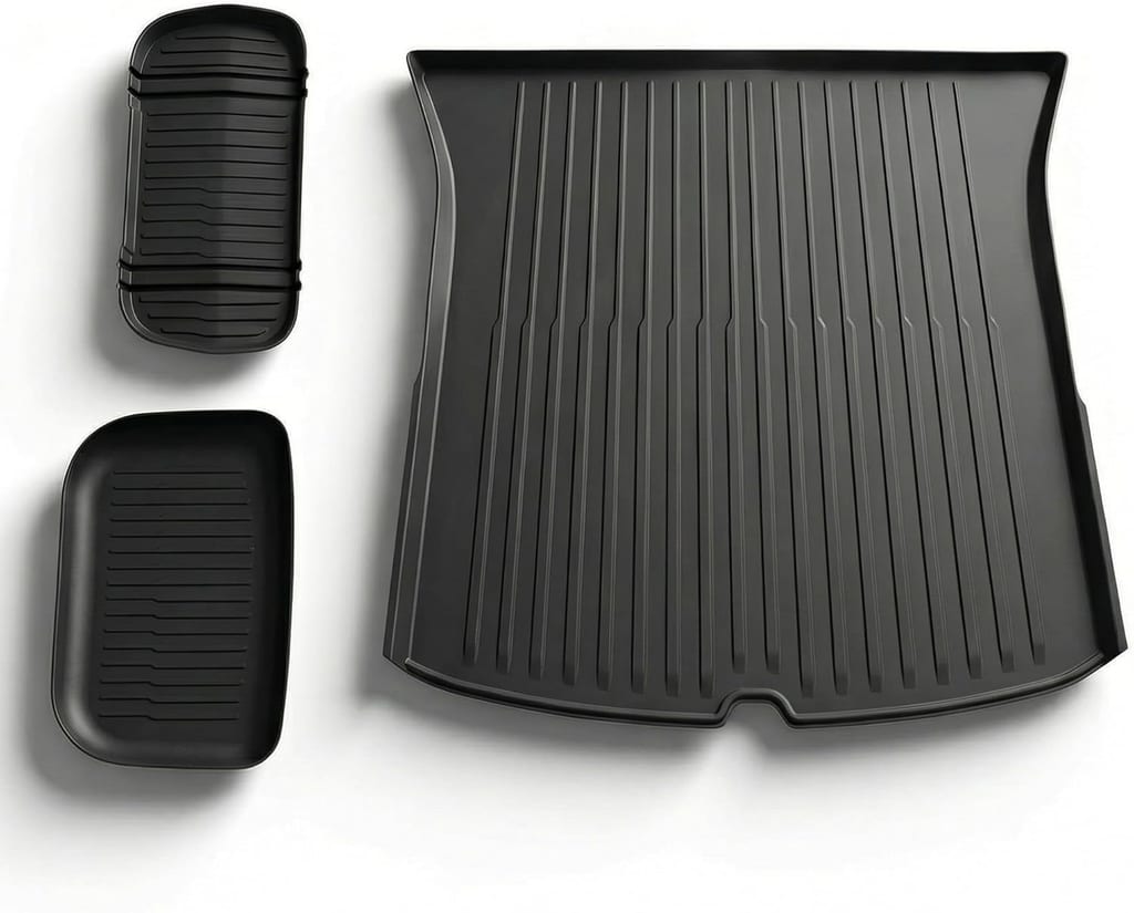 All Weather Cargo Liners for New 2025 2026 Tesla Model Y Juniper Trunk Mat with Front and Rear Frunk Trunk Tray Mats Protector Anti-Slip TPE Accessories