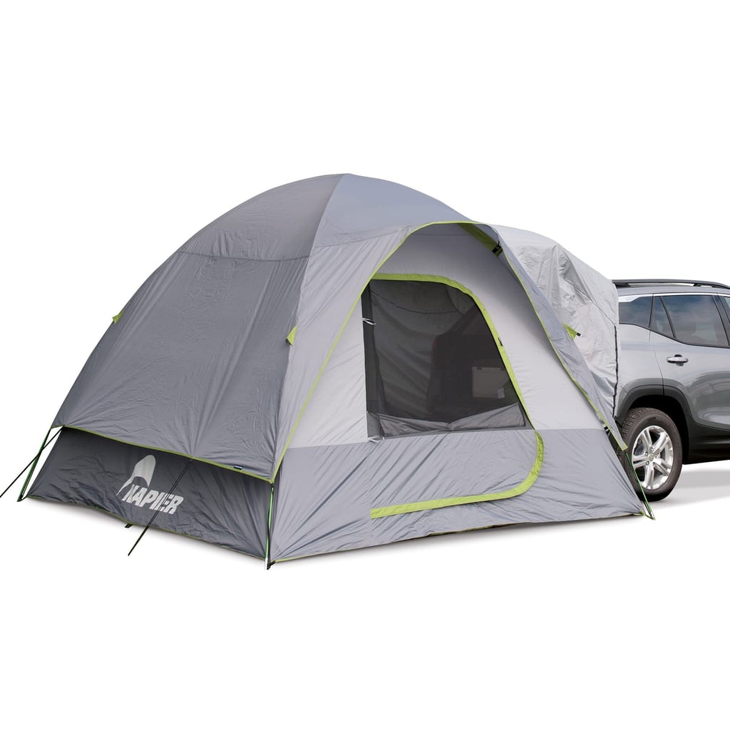 Napier Backroadz SUV Tent attached to the rear of an SUV