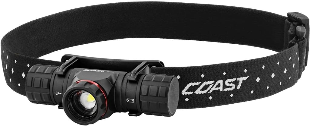Coast XPH30R black headlamp on its head strap