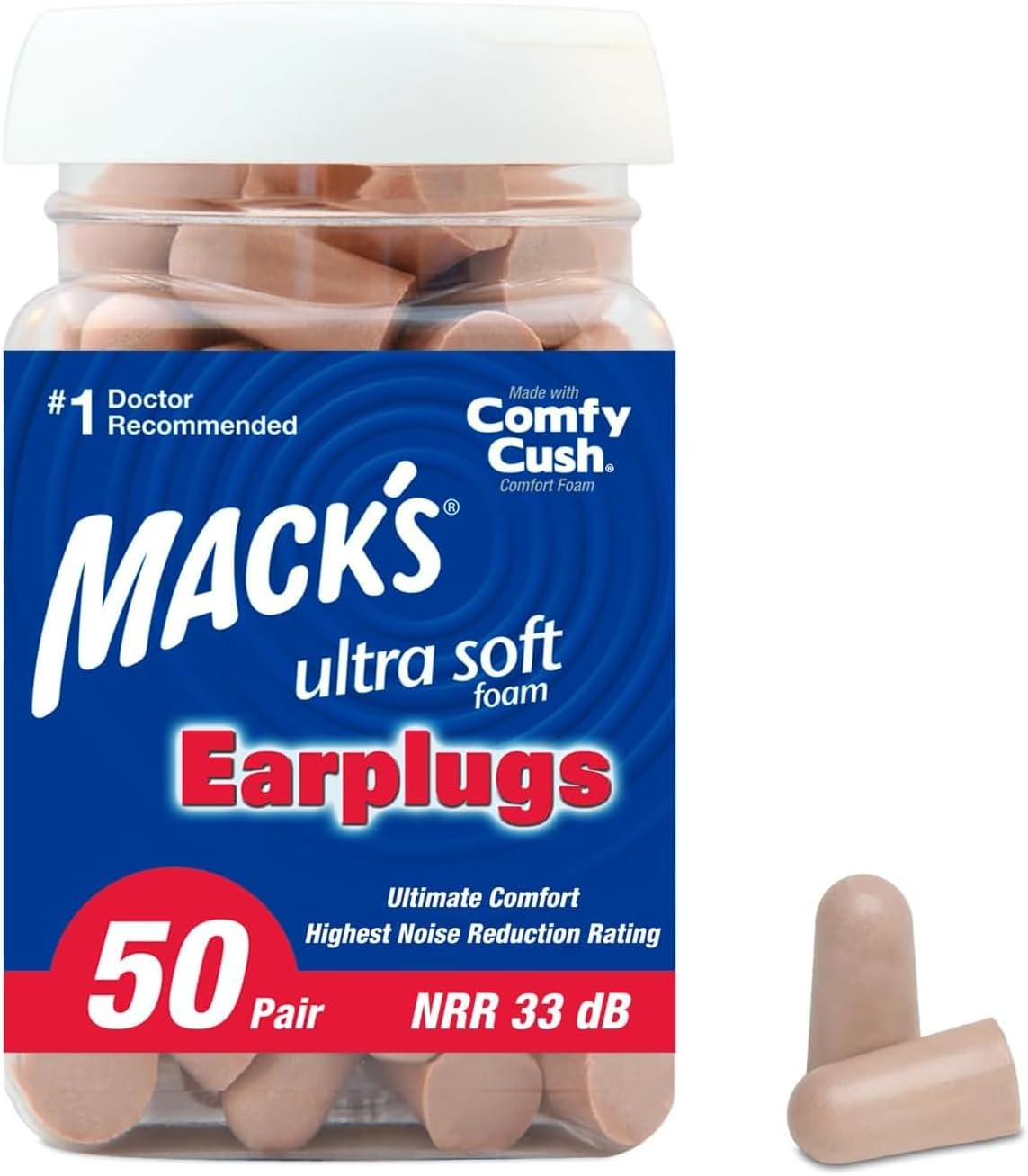 Jar of Mack's Ultra Soft foam earplugs